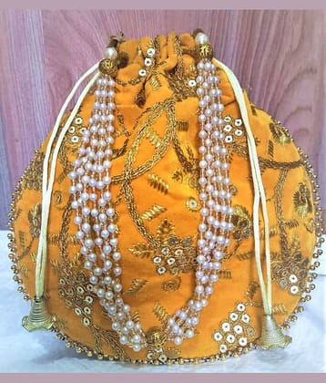 Bulbul Yellow Silk Potli