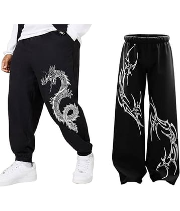 attitude start of fashion Black Lycra Men's Joggers ( Pack of 2 )