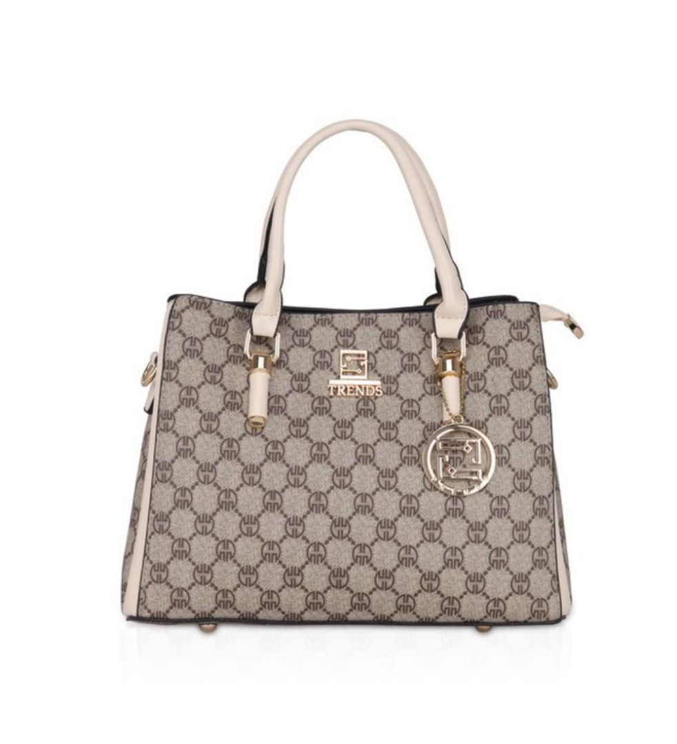 Women's Faux Leather Printed Handbag (Beige)