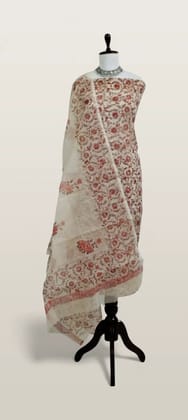 Kota Doria Dress Material Rust Red Floral Jaal Kota Doria Dress Material Rust Red Floral Jaal