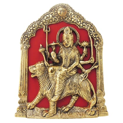 Aluminium Durga Ji Statue � Beautiful Religious Home Decor Idol, Height : 9 Inch (ASMAS397 G)