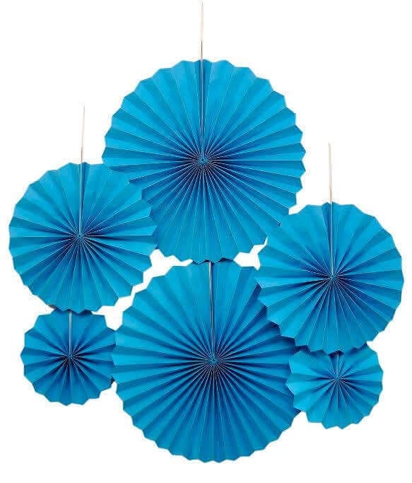Paper Fan Decoration Blue - 6PC - Party and Festive Needs | Buy online on ZillyBuy