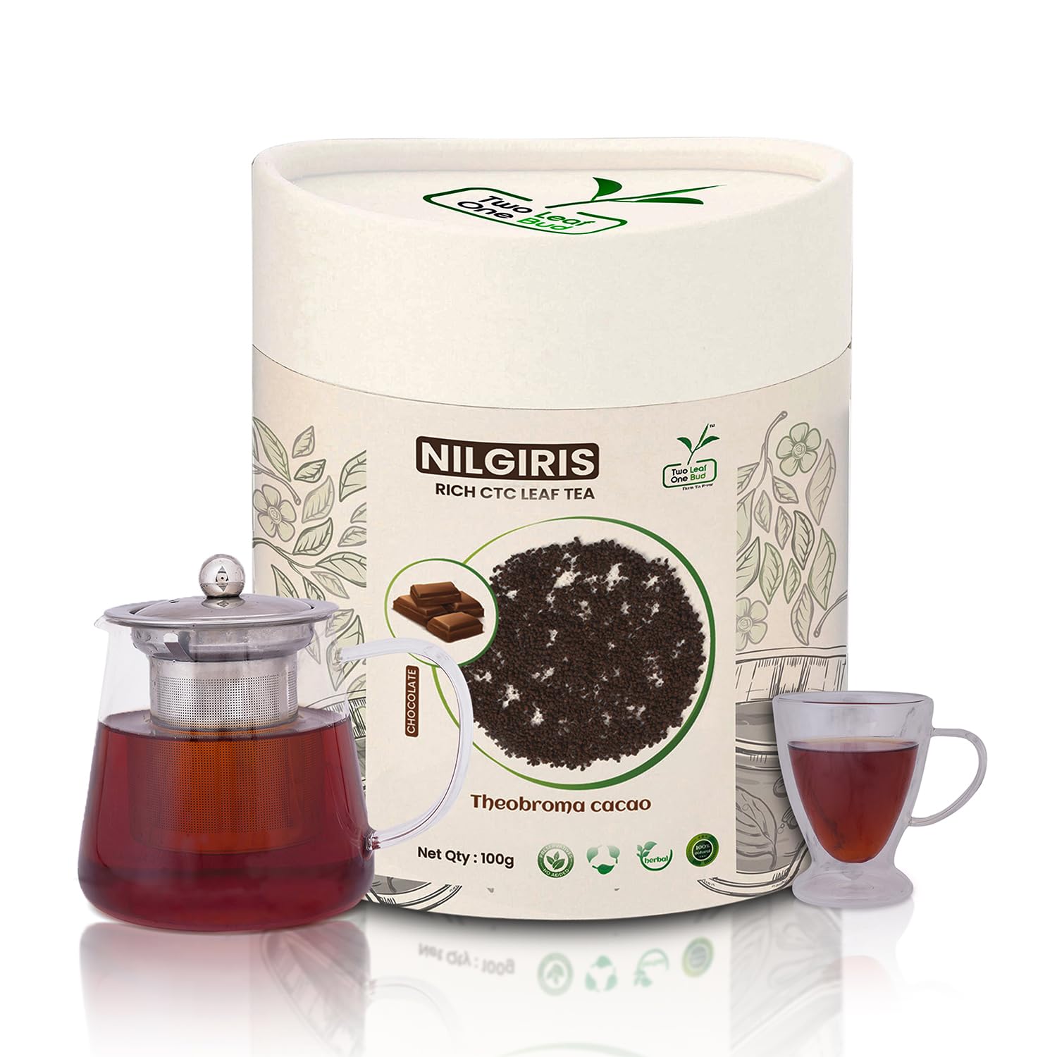 Two Leaf One Bud Nilgris Rich CTC Leaf Tea - Chocolate 100 Gms
