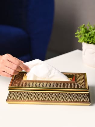 Golden Glow Tissue Box - Rectangle Shape