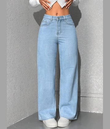 Niffer Fashion - Light Blue Denim Wide Leg Women's Jeans ( Pack of 1 )