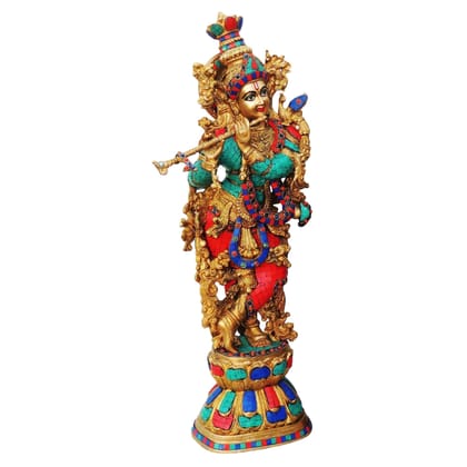 Brass Showpiece Krishna Stone Finish Idol (BSMAS467 K)