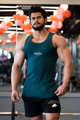 WILD VERVE RIBBED TANK (TEAL)-M