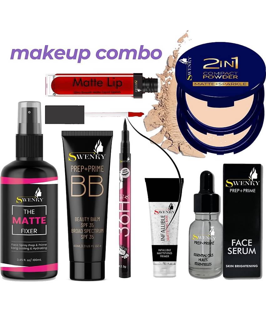 Swenky Quick Glam Makeup Kit Travel-Friendly Essentials (Pack of 7)