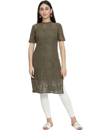 NUEVOSDAMAS - Green Cotton Women's Straight Kurti ( Pack of 1 )