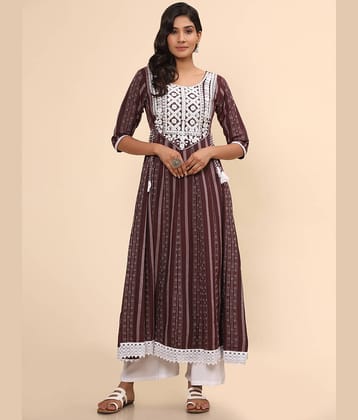 Vbuyz - Purple Cotton Women's Anarkali Kurti ( Pack of 1 )