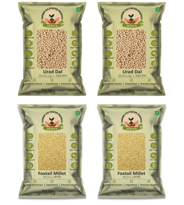Sedya Premium Urad Dal & Foxtail Millet Combo | Unpolished, Protein & Fiber Rich | 2kg (1kg Each)