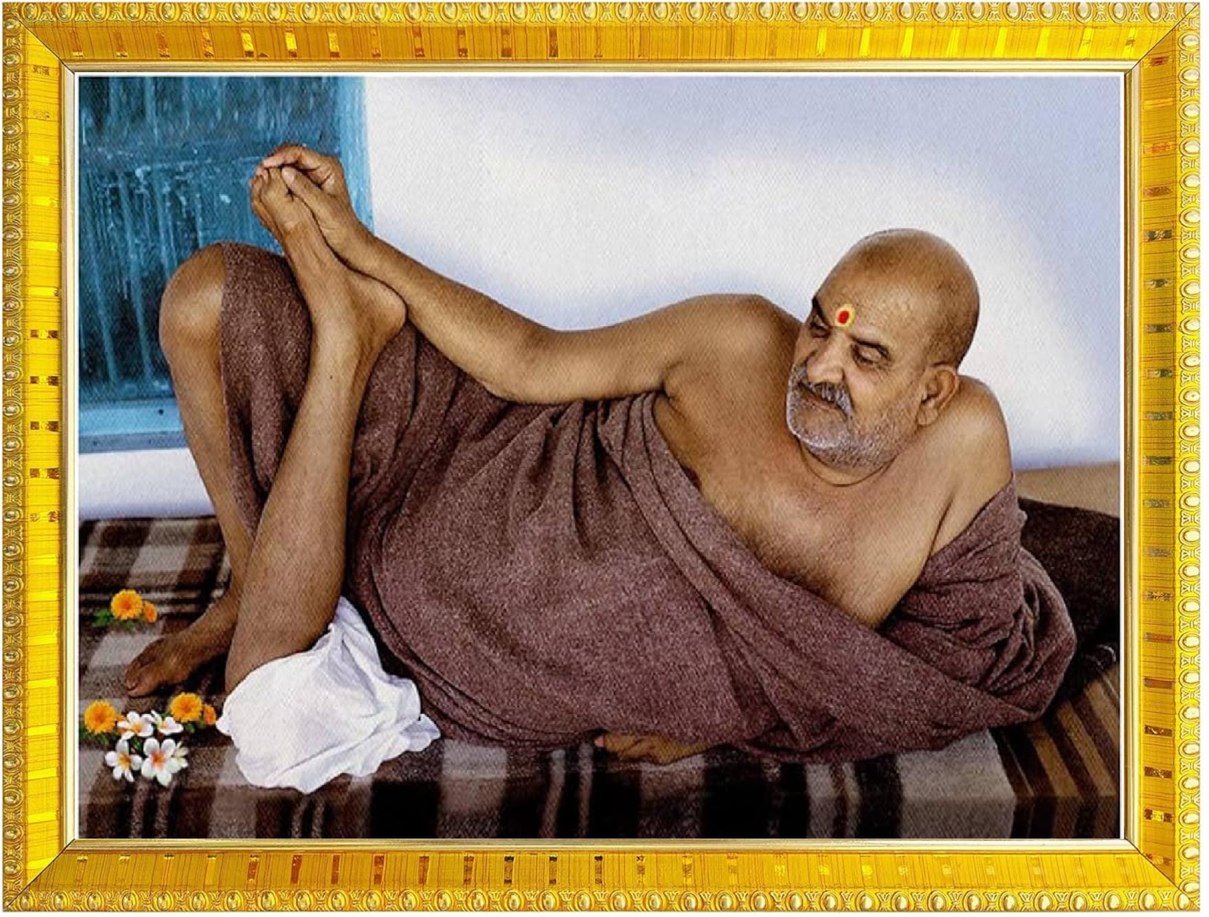 NOKKES Neem Karoli Baba Neev Karori baba Photo Frames Religious Photo frame 5X7 Inch Photo Frame_W66