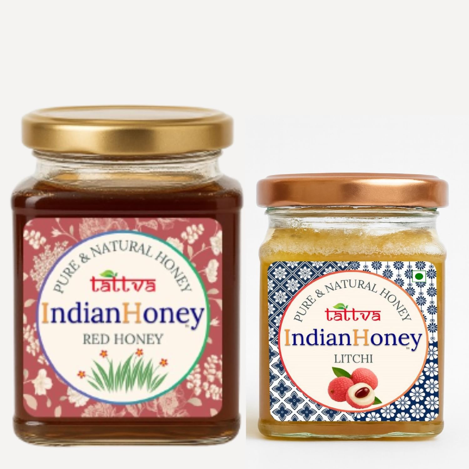 IndianHoney Red Honey & Buttery & Cognitive-Boosting Litchi Honey Combo Pack (500gm & 230gm)