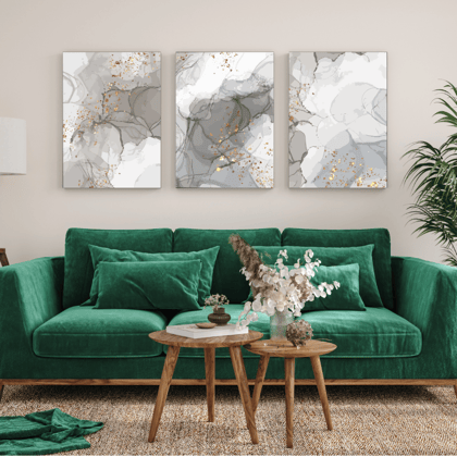 Abstract Grey Wood Print Wall Art Set of 3-9 X 12 Inches Each / Pinewood Thickness: 6mm