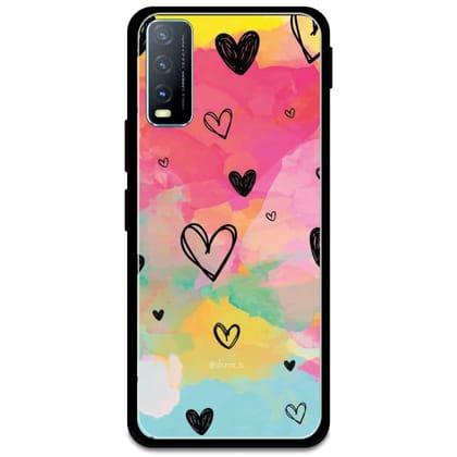 Hearts - Glossy Metal Silicone Case For Vivo Models-Vivo Y20