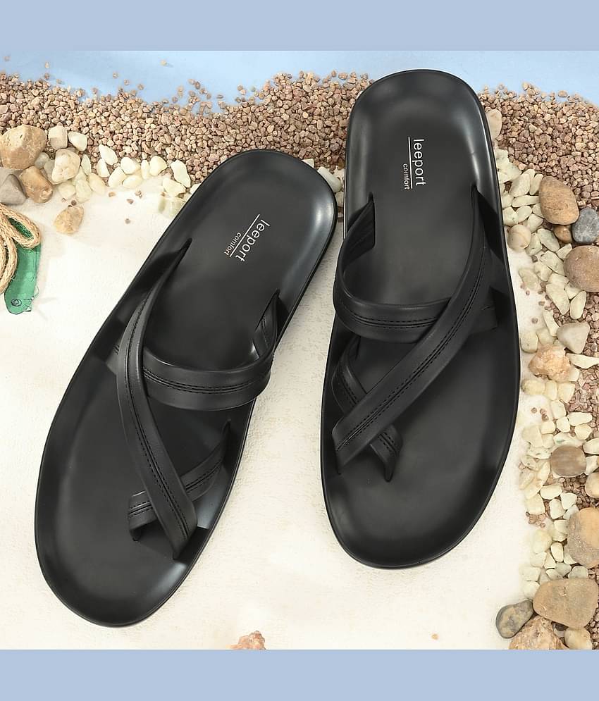 Leeport - Black PU Leather Slipper