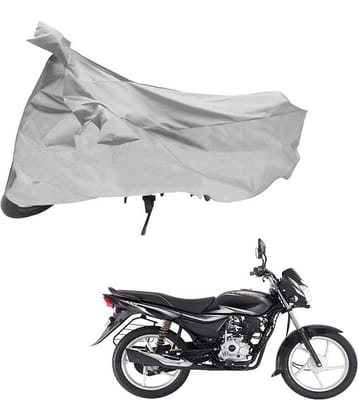 AutoRetail Dust Proof Two Wheeler Polyster Cover for Bajaj Platina 100 Es (Mirror Pocket, Silver Color)