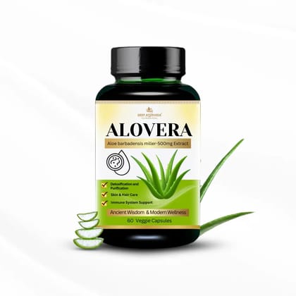 Aloe Vera Vegan Capsules - Supports Skin Health, Digestion & Detoxification