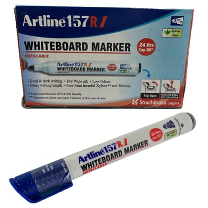 Artline 157RI Whiteboard Marker Pack of 10 (Blue Colours) | For Presentations, Classrooms, & Meetings