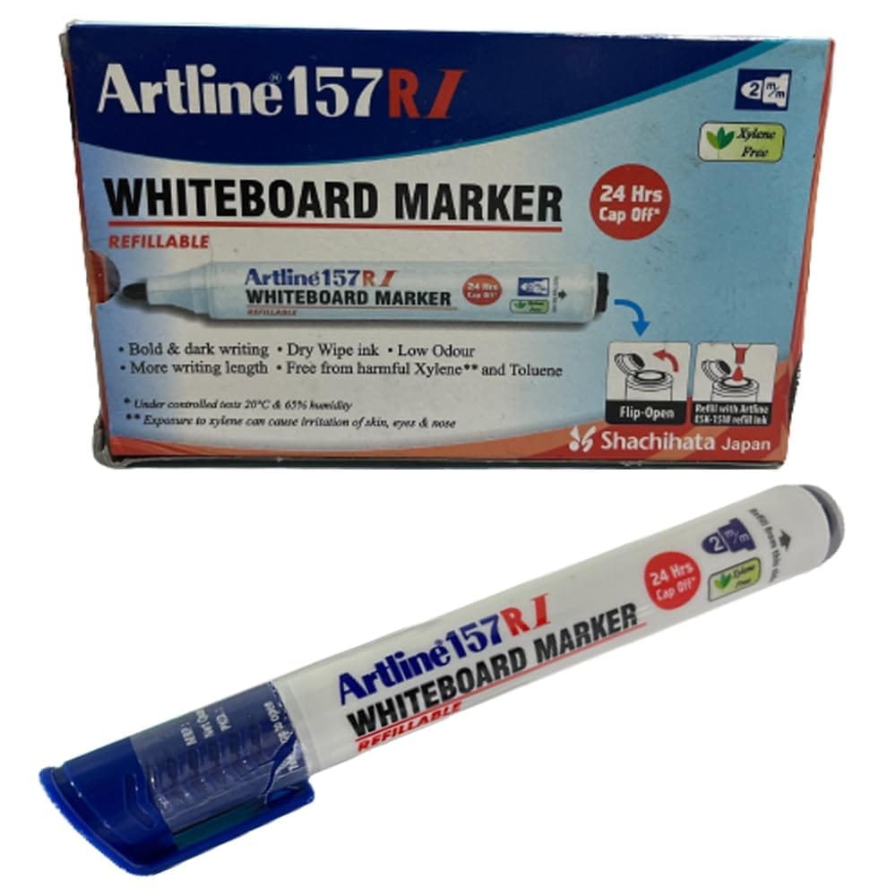 Artline 157RI Whiteboard Marker Pack of 10 (Blue Colours) | For Presentations, Classrooms, & Meetings