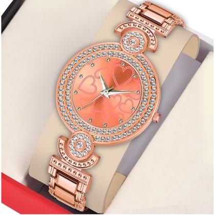 Bolun Black Multi Heart Dial Rose Gold BD Girls and Women Watch