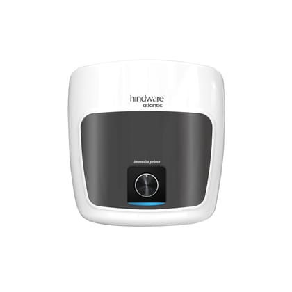 Hindware Smart Appliances Immedio Prime 25L Storage Water Geyser, 5 Star BEE Energy Rating, Glassline Tanked, Temperature Control Knob - White & Black
