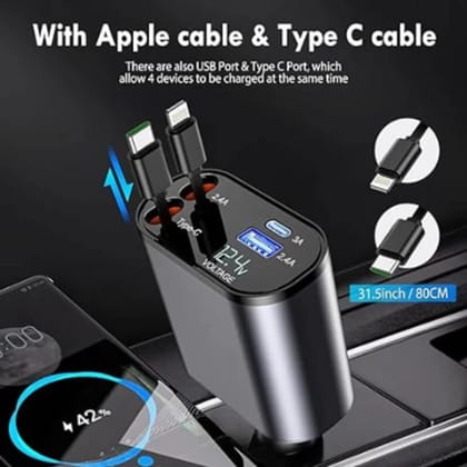 90W Retractable Fast Car Charger