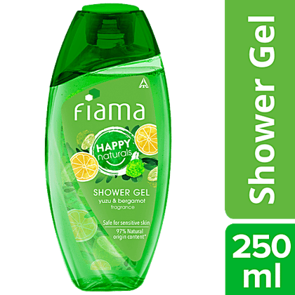 Fiama Happy Naturals Shower Gel - Yuzu & Bergamot, For Moisturised Skin, 250 ml Bottle