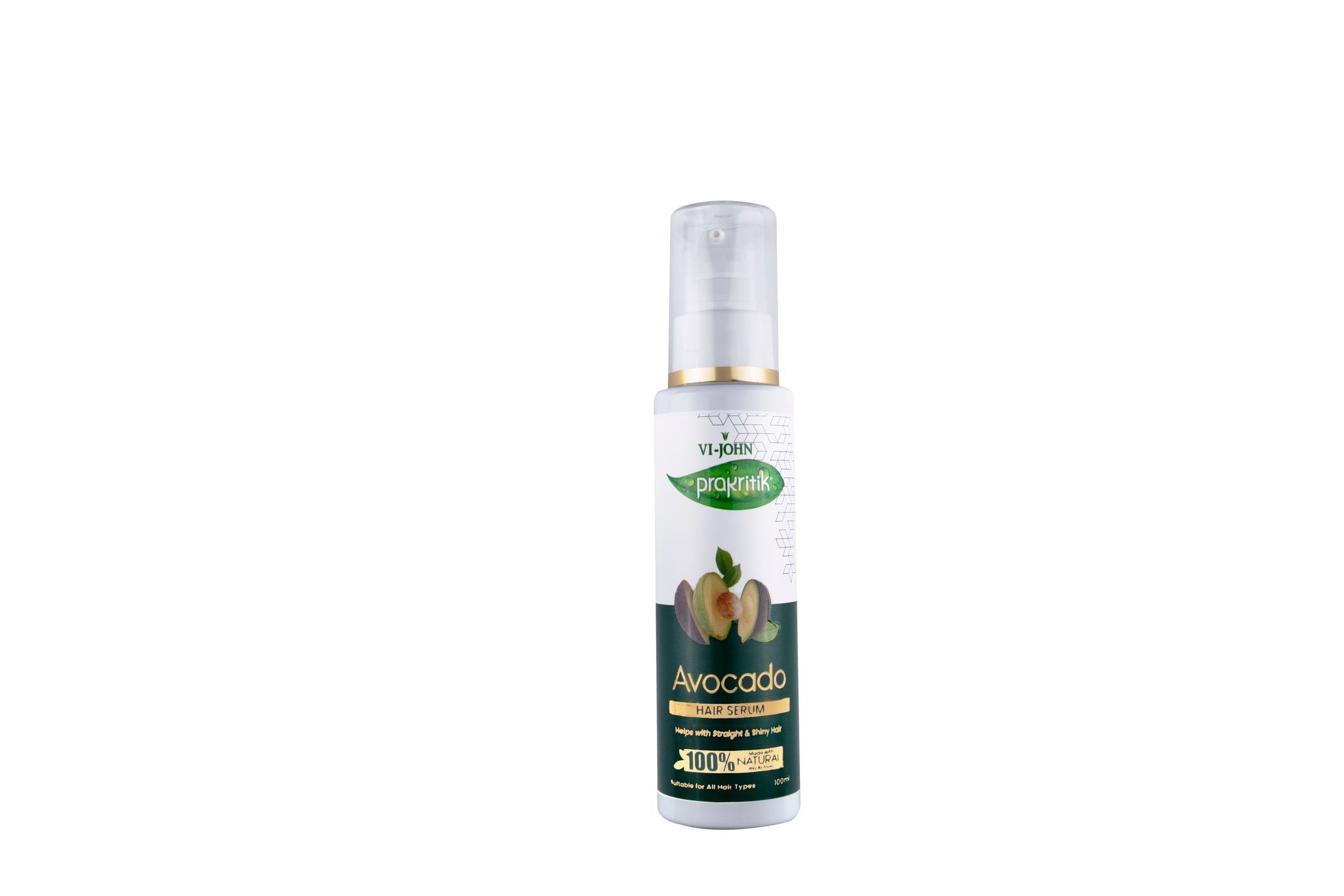 VI-JOHN Prakritik Avocado Hair Serum for Soft, Shiny & Frizz-Free Hair | Deep Moisturizing & Heat Protection | Nourishing Formula for All Hair Types | 100% Natural Bioactives | 100ML