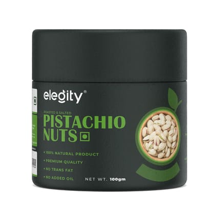 Elegity California Salted Pistachios Pouch (100 gm) | Crunchy & Healthy | Rich in Fiber & Protein | No Added Preservatives