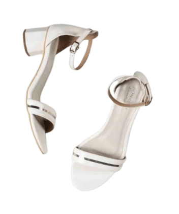 Cream Block Heel Sandals for Women