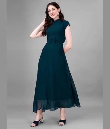 JASH CREATION Women Georgette Solid Gown ( Blue )