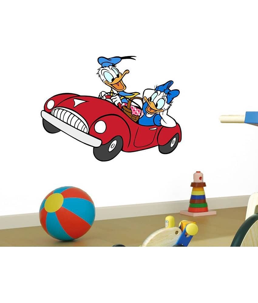 Decor Villa Car Driving PVC Vinyl Multicolour Wall Stickers