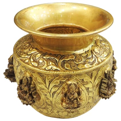 Brass Ashta Lakshmi Water Pot | Temple Puja Item, Height : 5 Inch (BSMAS1915 B)