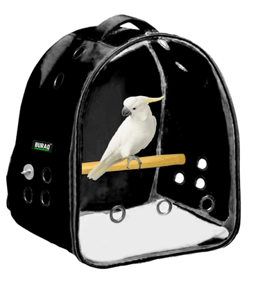 Buraq Transparent Bird Carrier Breathable Airline-Approved, Ventilated Bag for Travel, Hiking and Outdoor for Birds (Black)-black