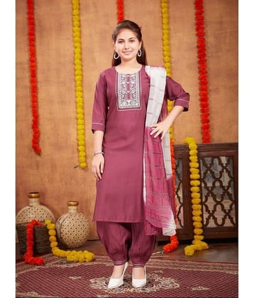 Aarika Girls Silk Patiala Kurta Set ( Pack of 1 , Wine )