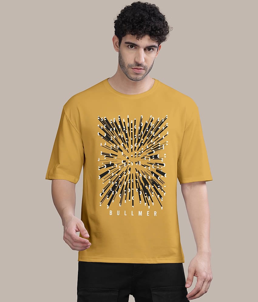BULLMER Pack of 1 Cotton Blend Oversized Fit Men's T-Shirt ( Off White )