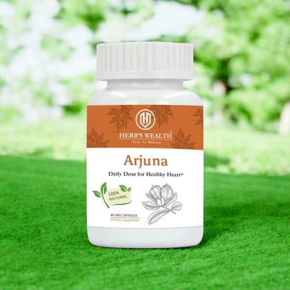 Herb's Wealth Arjuna Capsules 500mg  60 Veg Capsules | Ayurvedic Heart & Blood Pressure Support