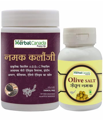Herbal Canada Kalonji salt(120g)+ Olive Salt(60g) Flavored Salt 180 gm Pack of 2