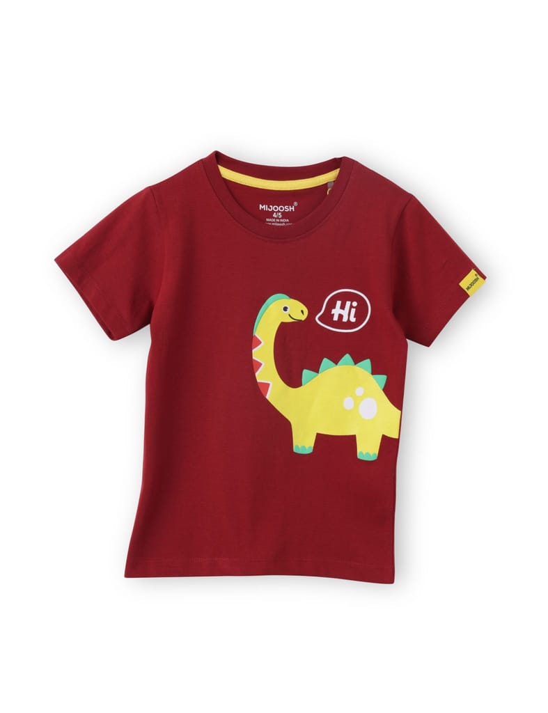 Top Kids Boys T shirt Cotton Winery Red Hi Dino 2025 at ShopCircuit | ONDC Top Kids Boys T shirt Cotton Winery Red Hi Dino 2025 at ShopCircuit | ONDC