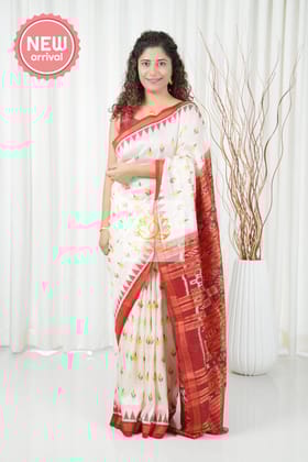 Odisha Ikkat Pure Silk Saree - Off White