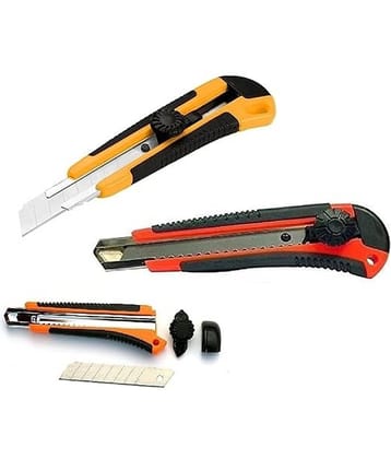FREEDY Heavy Duty 18 mm Cutter Knife Utility Knife Box Cutters, Utility Knife Retractable, Compact, Extended Use for Heavy Duty Office, Home, Craft Arts (Color as per Availability)