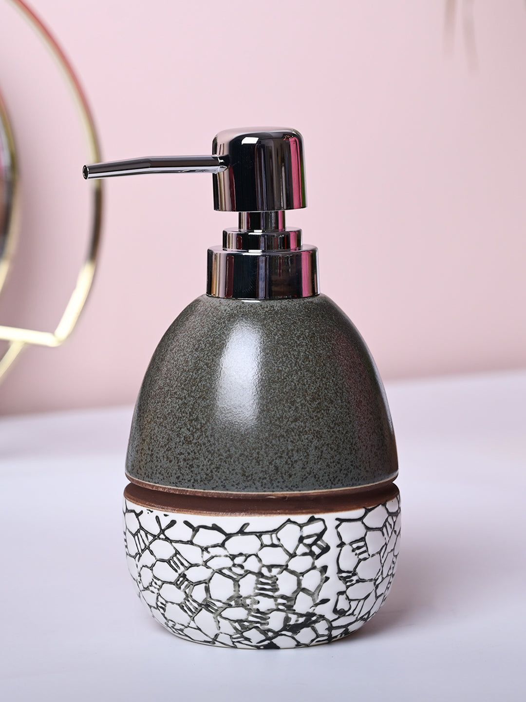 Coastal Blue & White Ceramic Soap Dispenser