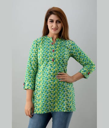 SAART BUNAAI Women's Cotton Blend Tunic ( Green )