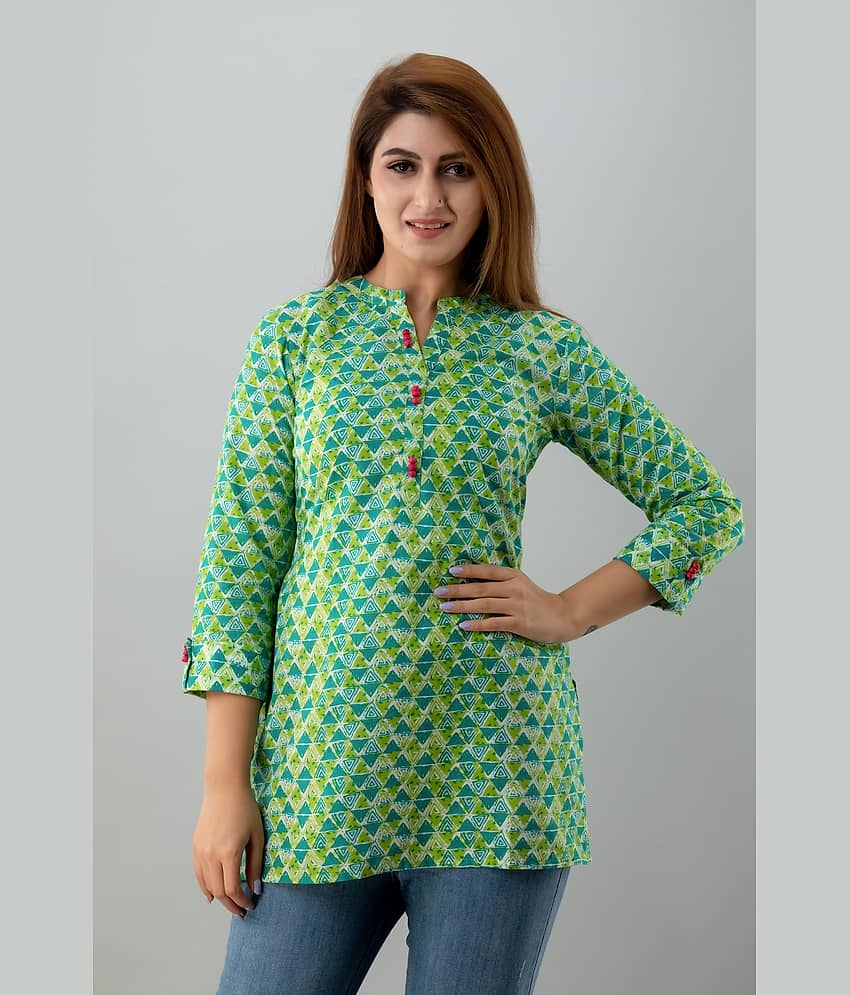 SAART BUNAAI Women's Cotton Blend Tunic ( Green )