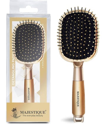 Majestique Detangling Paddle Brush Refresh and Extend for All Hair Types - Pack of 1 (Golden)