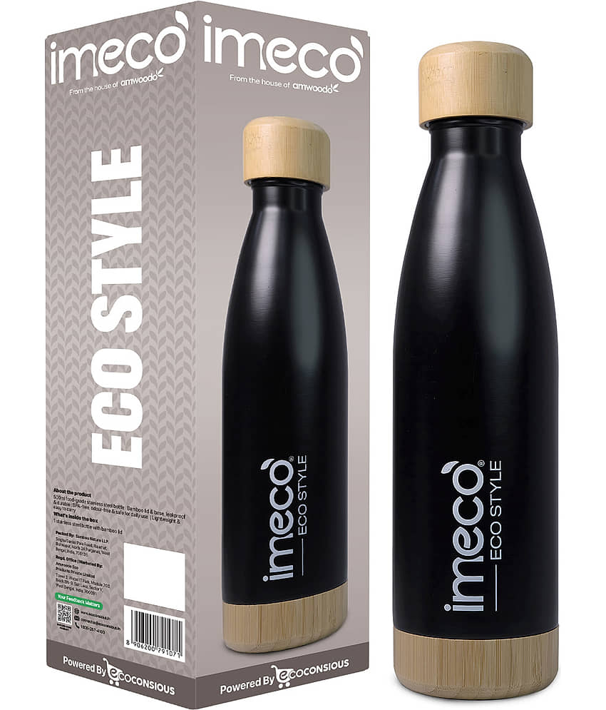 IMECO ECO STYLE Water Bottle - Black Black Stainless Steel Water Bottle 500 mL ( Set of 1 )