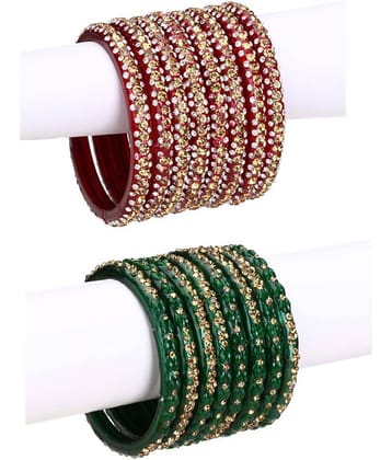 AFAST Combo Party & Festivle Designer & Colorful Figures Fancy Matching Glass Bangle Cum Kada Set Of Eight Each With Safety Box