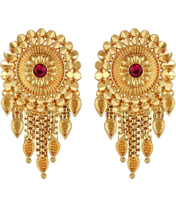 VIVASTRI Golden Stud Earrings ( Pack of 1 )