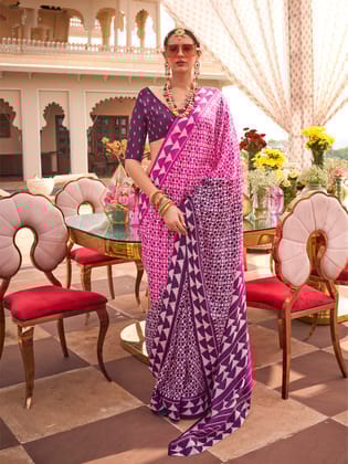 Pink Pure Sigma Silk Printed Saree